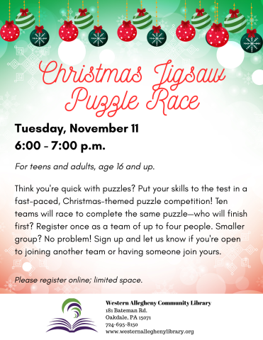 Christmas Jigsaw Puzzle Race flyer