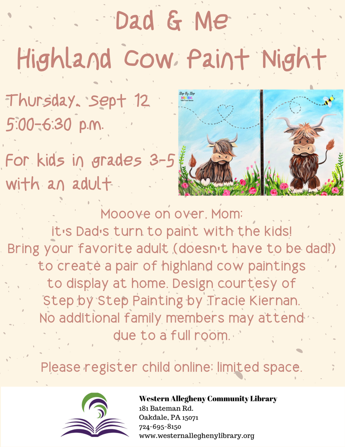 Dad and Me Highland Cow Painting Flyer