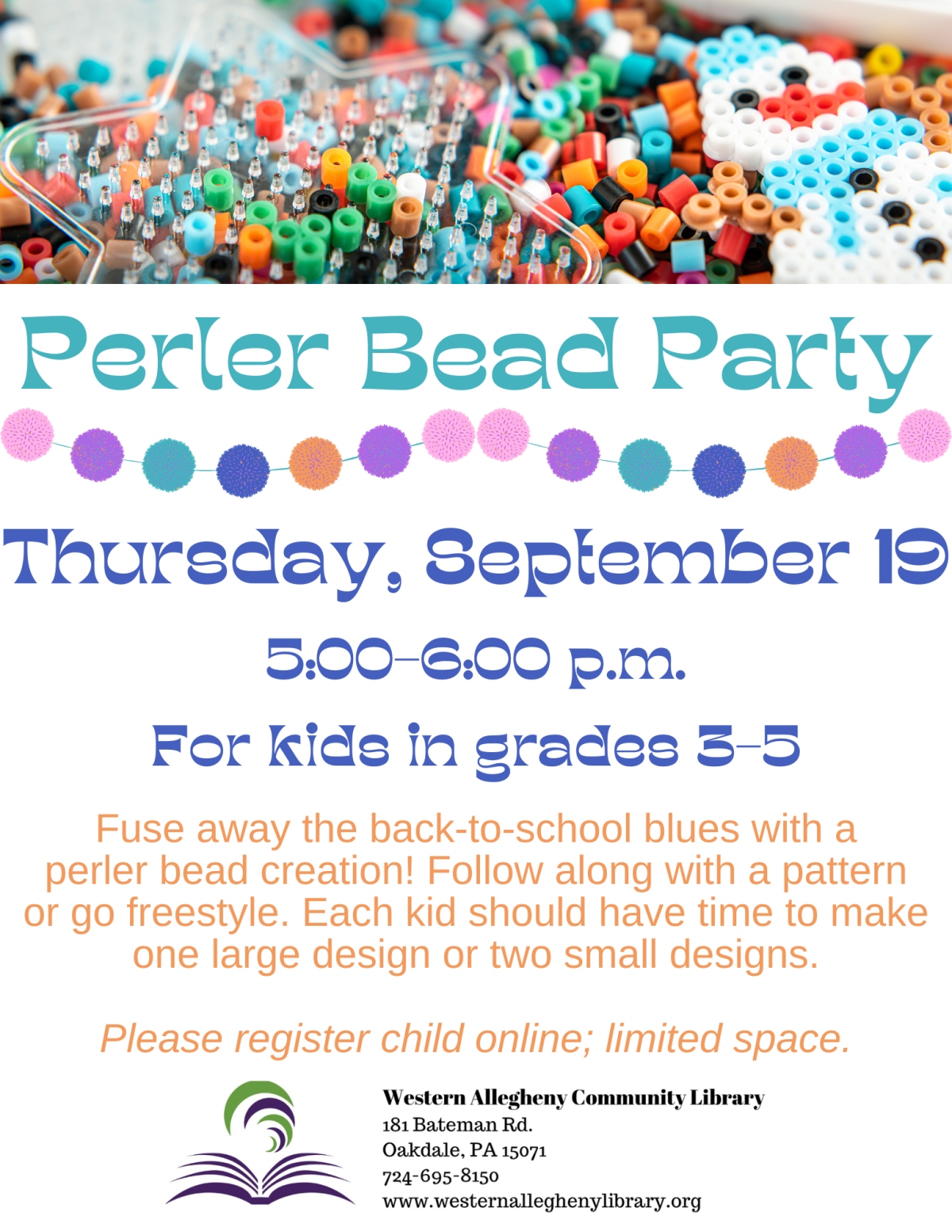 Perler Bead Party Flyer