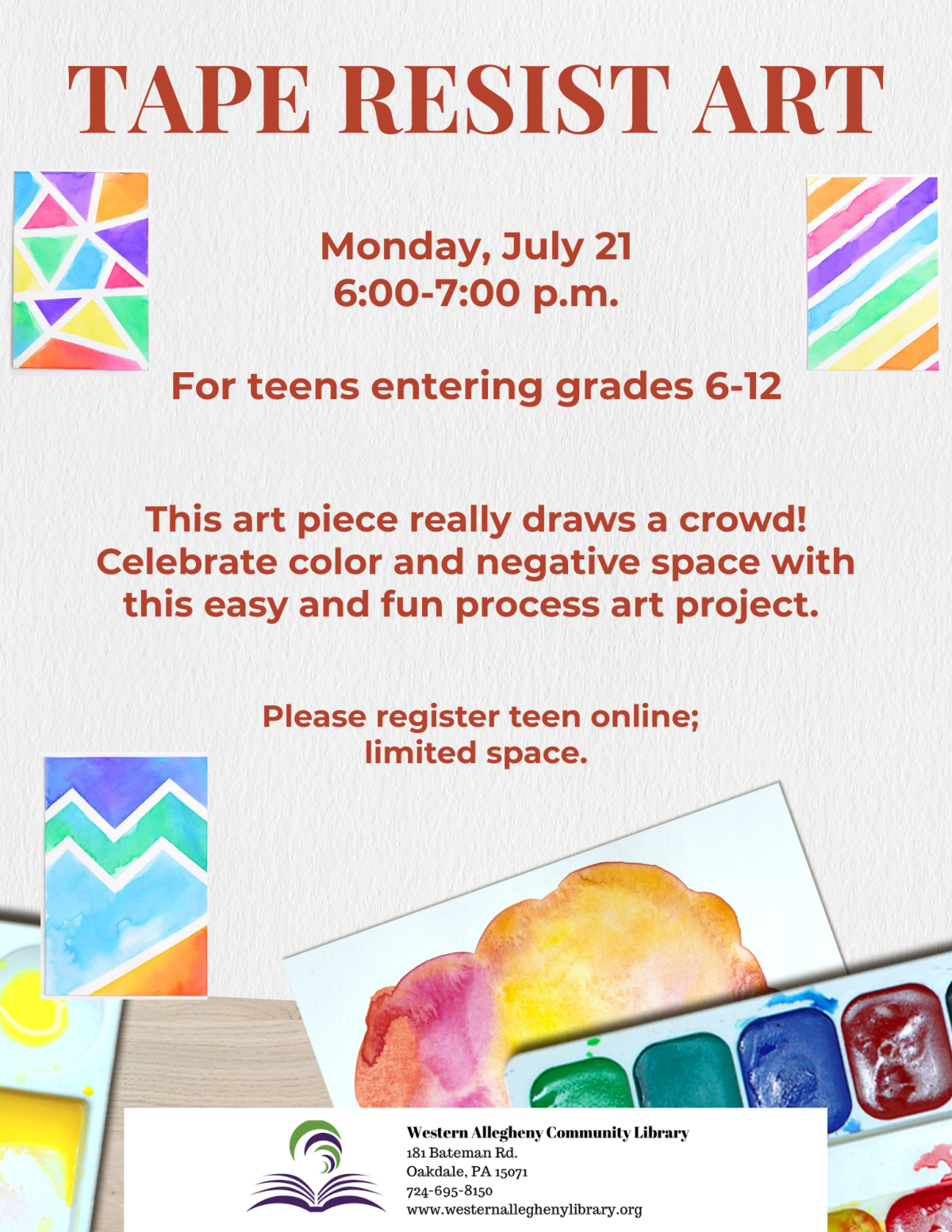 Tape Resist Art Teen flyer