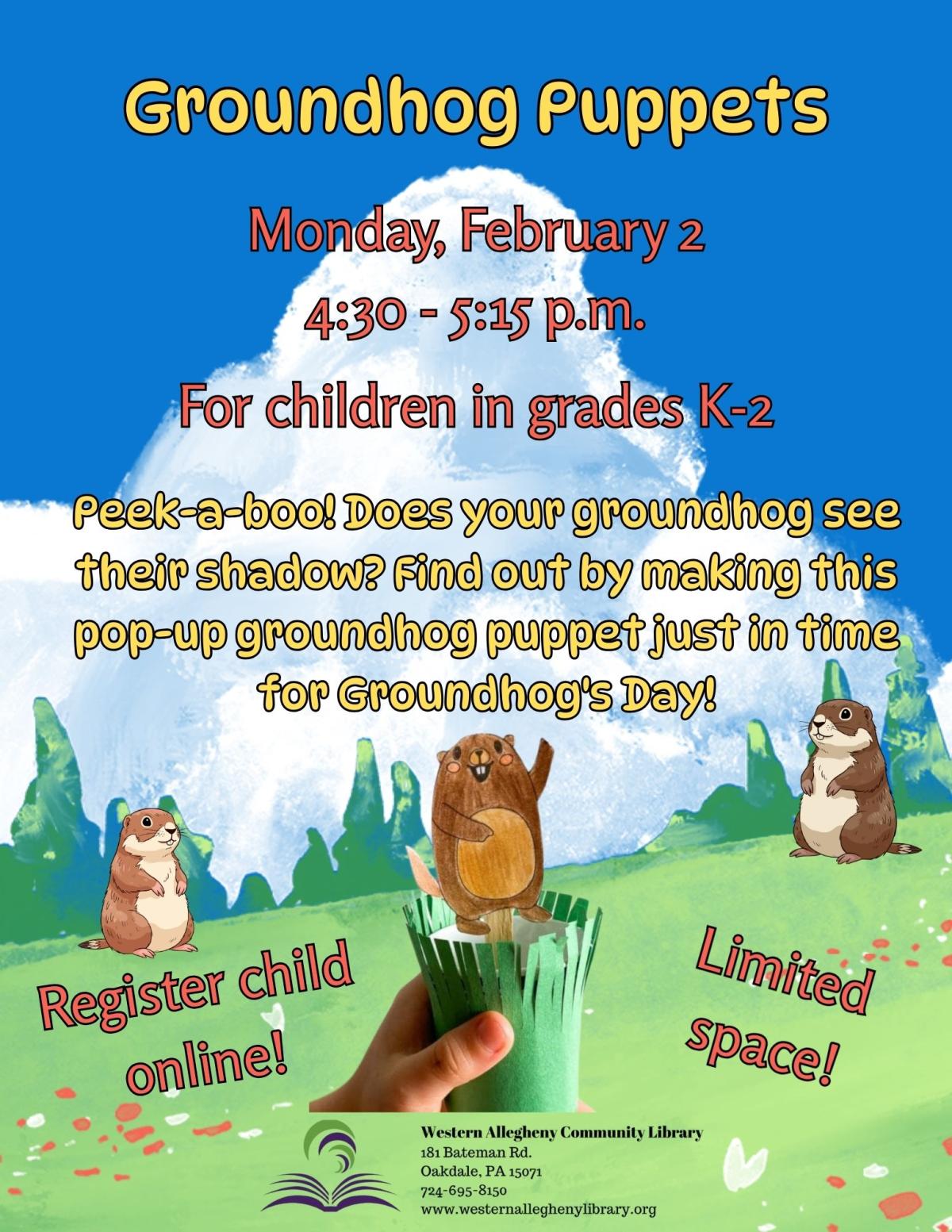 Groundhog Puppets Flyer